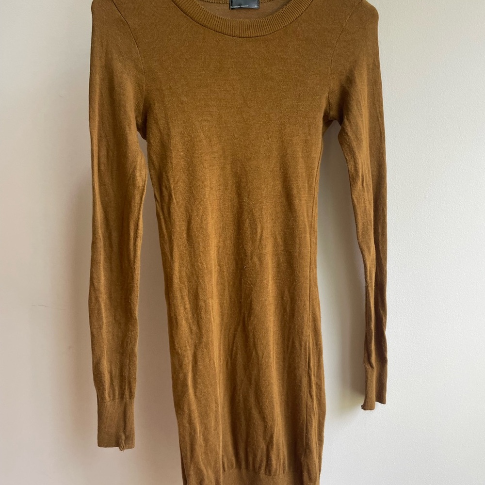 American Apparel Brown Long Sleeve Bodycon Sweater Dress